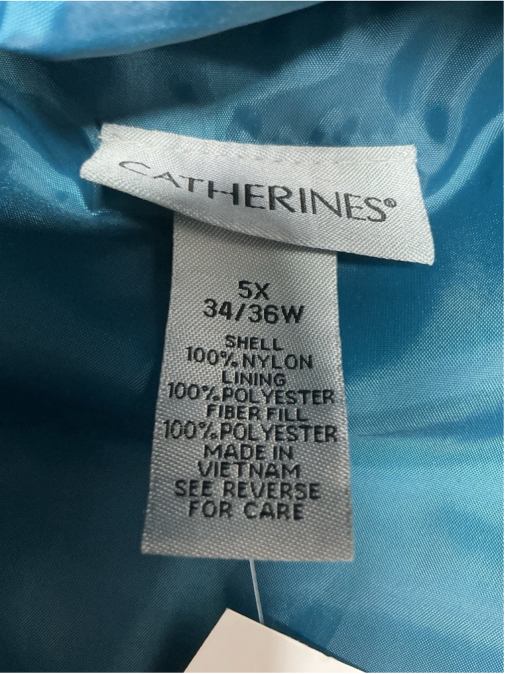 Womans NWT Catherines Packable Light Weight Hooded Jacket 5X Blue - Picture 4 of 6